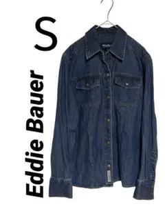 【Eddie Bauer】スナップボタンデニムシャツ　インディゴ　濃紺　Sサイズ