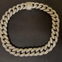 高級 マイアミキューバン 24mm 50cm ネックレス ブリンブリン シルバー