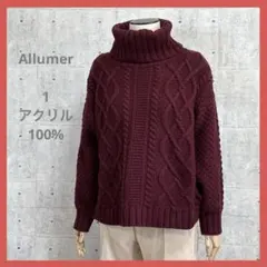 アリュメール 【1】 Allumer バーガンディ ニット タートル セーター