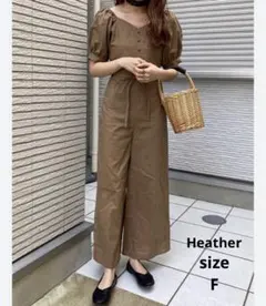♡Heather♡ヘザー リネンブレンドバックリボンサロペット オールインワン