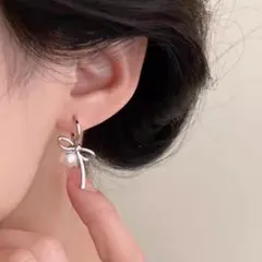 リボン ホワイトパール ピアス パール パールピアス 上品 入学式 前撮り