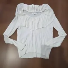 JILLSTUART　ジルスチュアート　長袖ニット　薄手　フリル　ホワイト