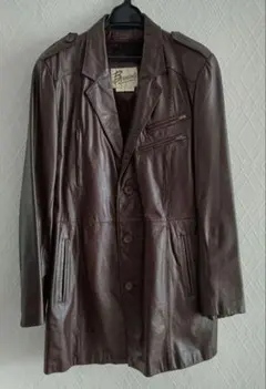本革 ダークブラウン レザー ヴィンテージ ロング ジャケット