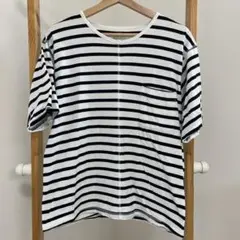 無印良品　MUJI 白黒ストライプ 半袖Tシャツ S-M