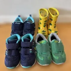 asics スニーカー3足(14.0-15.5㎝)＋長靴セット