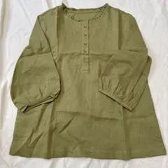 新品タグ付＊ヴェリテクール リネン100% スキッパーシャツ ドロップ 