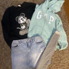 4点セットGAP デニムスカート＆パーカー 160ユニクロトレーナーSレギンス