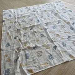 動物柄 コットン ブランケット 約90x90cm