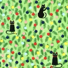 USAコットン　♡オーナメントと黒猫ちゃん♡　クリスマス　輸入生地