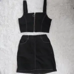 ブラックデニム風セットアップ