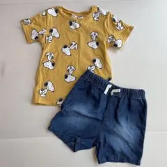 エイチアンドエム PEANUTSコラボ セットアップ 半袖Tシャツ 半ズボン
