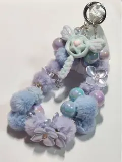 パステルブルーフラワーストラップ
