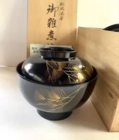 漆器 風 吸物椀 5客セット 蓋付き 黒 金蒔絵 花柄 和食器 汁椀 - メルカリ