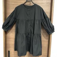 お値下げ オーバーサイズ ゆったりMサイズ 黒 チュニック シャツのサムネイル