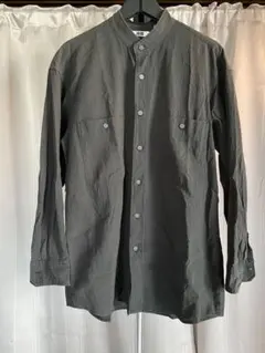 ユニクロU ストライプ スタンドカラーシャツ Mサイズ　ダークグレー