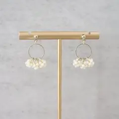 ＊ハンドメイド　ビーズ×フープピアス＊