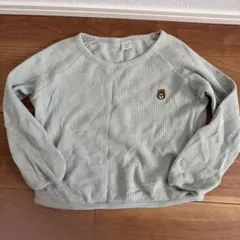 【フタフタ】くま刺繍　ワッフル長袖トップス　110