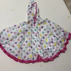 ベビー レインコート ポンチョ 水玉 フリル