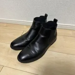 黒 レザー サイドゴアブーツ