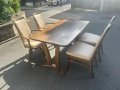 カリモク ドマーニ ダイニングチェア6脚セット 木製 グリーンレザー