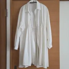ウエストギャザー ロングシャツ ホワイトのサムネイル