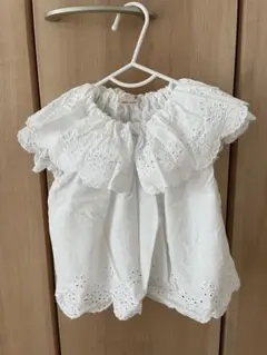 petit main フリル付きホワイトシャツ 80