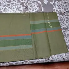 値下げ　ウール着物反物 オリーブグリーン