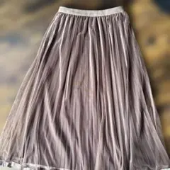 薄茶シフォン プリーツスカート