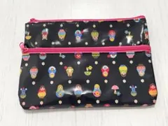 【匿名配送】マトリョーシカ柄ポーチ 黒とピンク