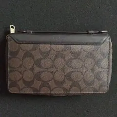 COACH モノグラムブラウンレザー長財布 【男女兼用】