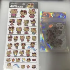 正規品　日焼けキティ 4サイズ ステッカー、オーロラホログラムシール