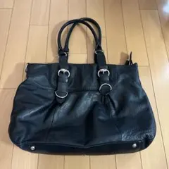 ぴんすけ様専用　2way レザー ショルダーバッグ ブラックのサムネイル
