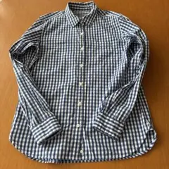 【無印良品】青と白のチェック柄 Mサイズ 長袖シャツ