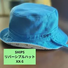 ベビーSHIPS リバーシブルバケットハット 青・白 アンカー柄XXS