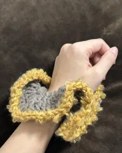 シュシュ ヘアゴム ハンドメイド かぎ針編み 手編み ツートンカラー