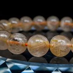 ゴールドルチルクォーツ 10.5mm ブレスレット 毎日を彩る金運石/526