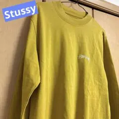 【希少！】 Stussy マスタード カラー　長袖Tシャツ　刺繍入り　ロゴT