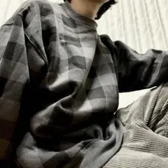 グレー系チェック柄長袖トレーナー　スウェット ビンテージ y2k