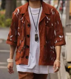 MASU エムエーエスユー Flower cut leather shirtsのサムネイル