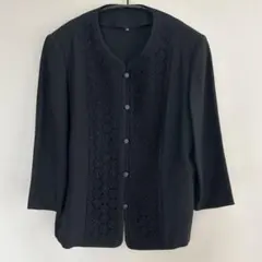 春夏用 七分袖 黒 ブラック レース ジャケット フォーマル 冠婚葬祭 13号