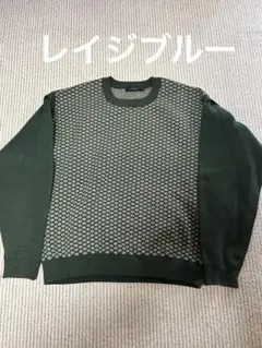 レイジブルー　ジャガード柄ニットクルー　グリーン　セーター