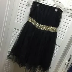 DURAS パールビジュー付きチュールミニワンピ