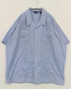 ライトブルー 半袖シャツ 2Xサイズ 古着