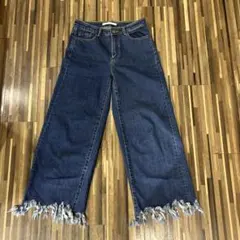ZARA フリンジ裾 ワイドレッグデニム EUR 32