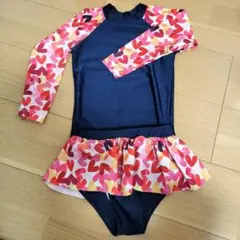 ハート柄フリル付き長袖水着 120cm