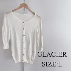 【美品】 GLACIER レディース 長袖 カーディガン 白 無地 シンプルのサムネイル