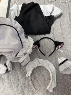 メイド服 フリーサイズ　猫耳カチューシャ付き