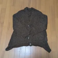 ブラウン ケーブル編み カーディガン