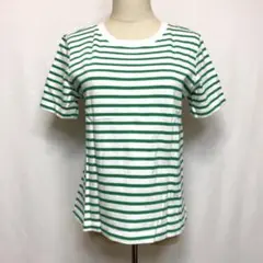 ZARA ザラ ボーダーTシャツ グリーン×ホワイト 半袖 カットソー Mサイズのサムネイル