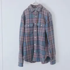 GAP チェック柄　長袖ボタンシャツ　フロントポケット　カジュアル　青系　XS